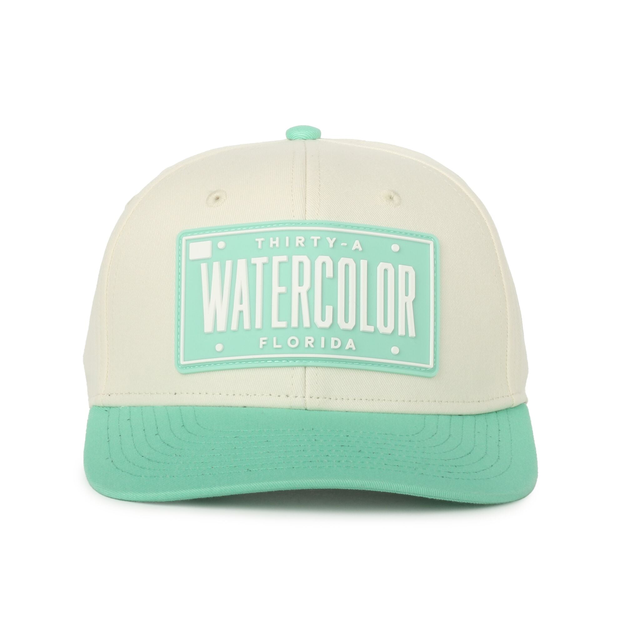 30A Watercolor Beach Mint/Cream License Plate Hat