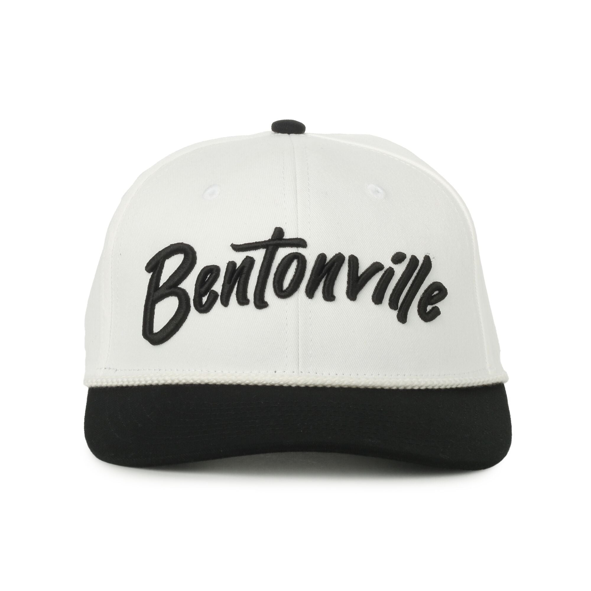 Bentonville Arkansas Black/Cream Rope Script Hat