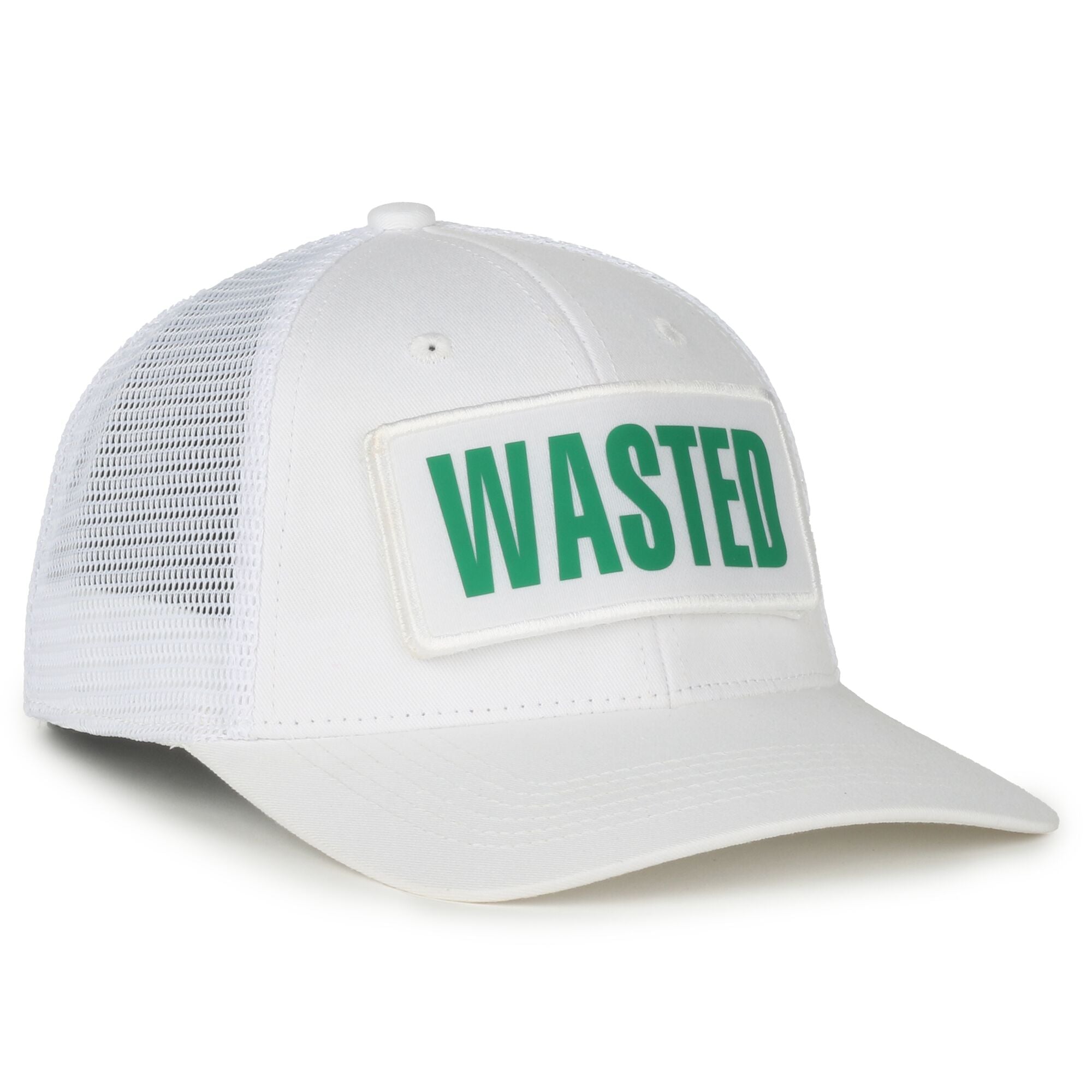 White Velcro Wasted Mesh Hat