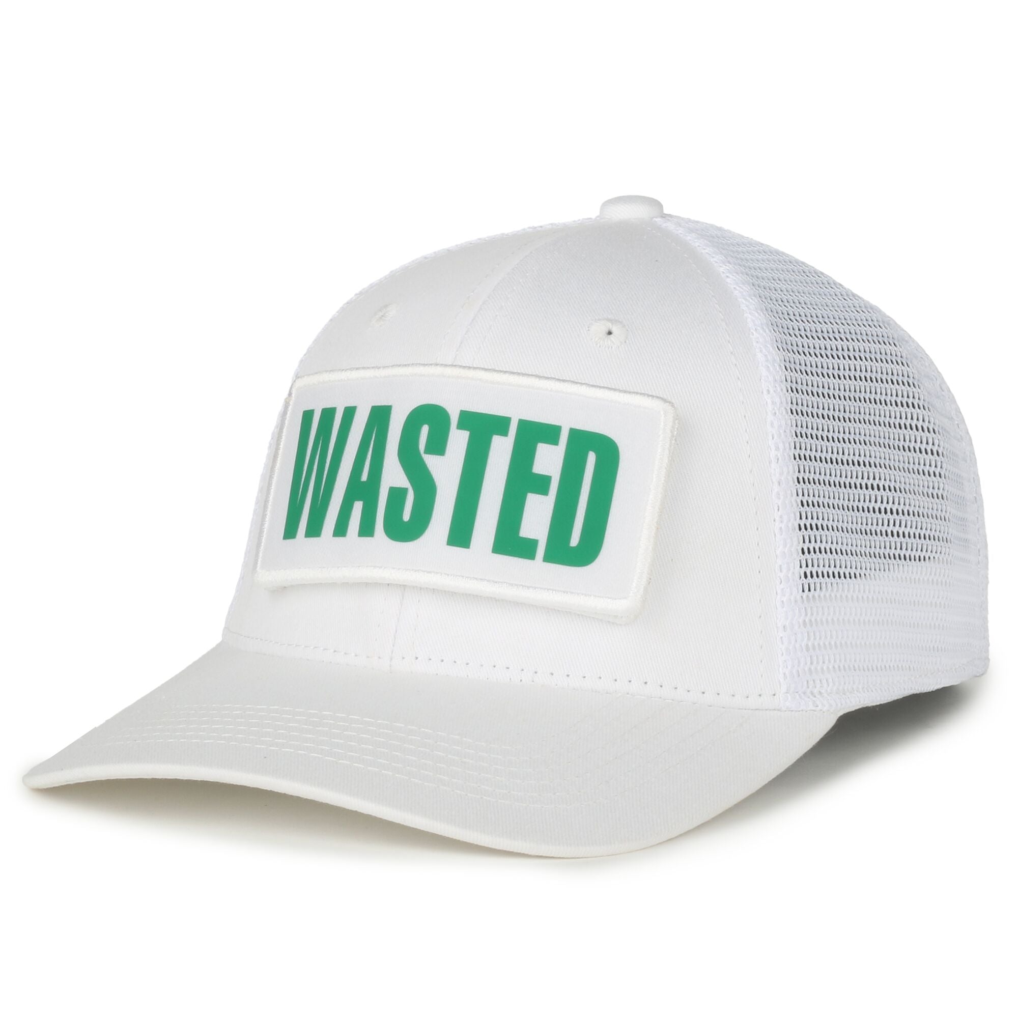White Velcro Wasted Mesh Hat