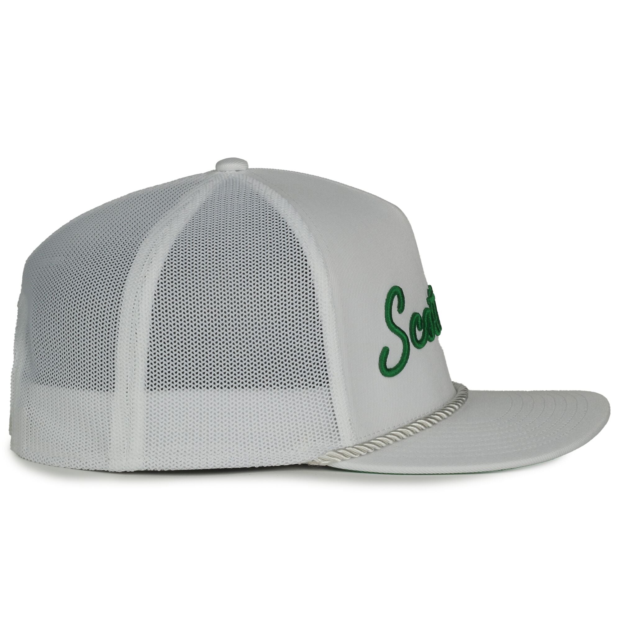 Scottsdale White Golf Hat with Green Letters