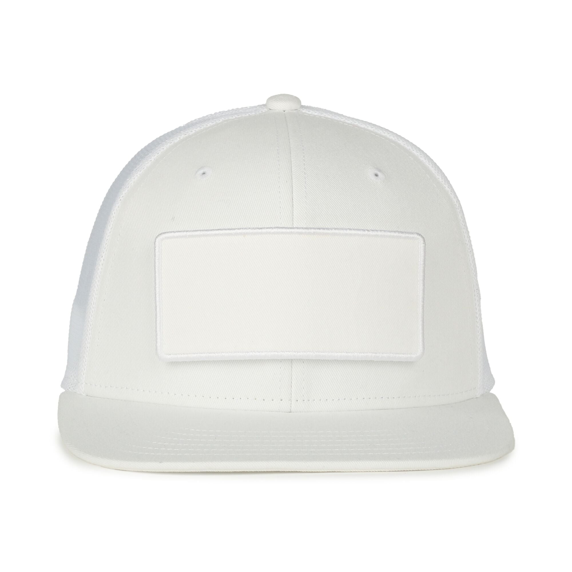 Custom Patch White Hat With Mesh Trucker Back