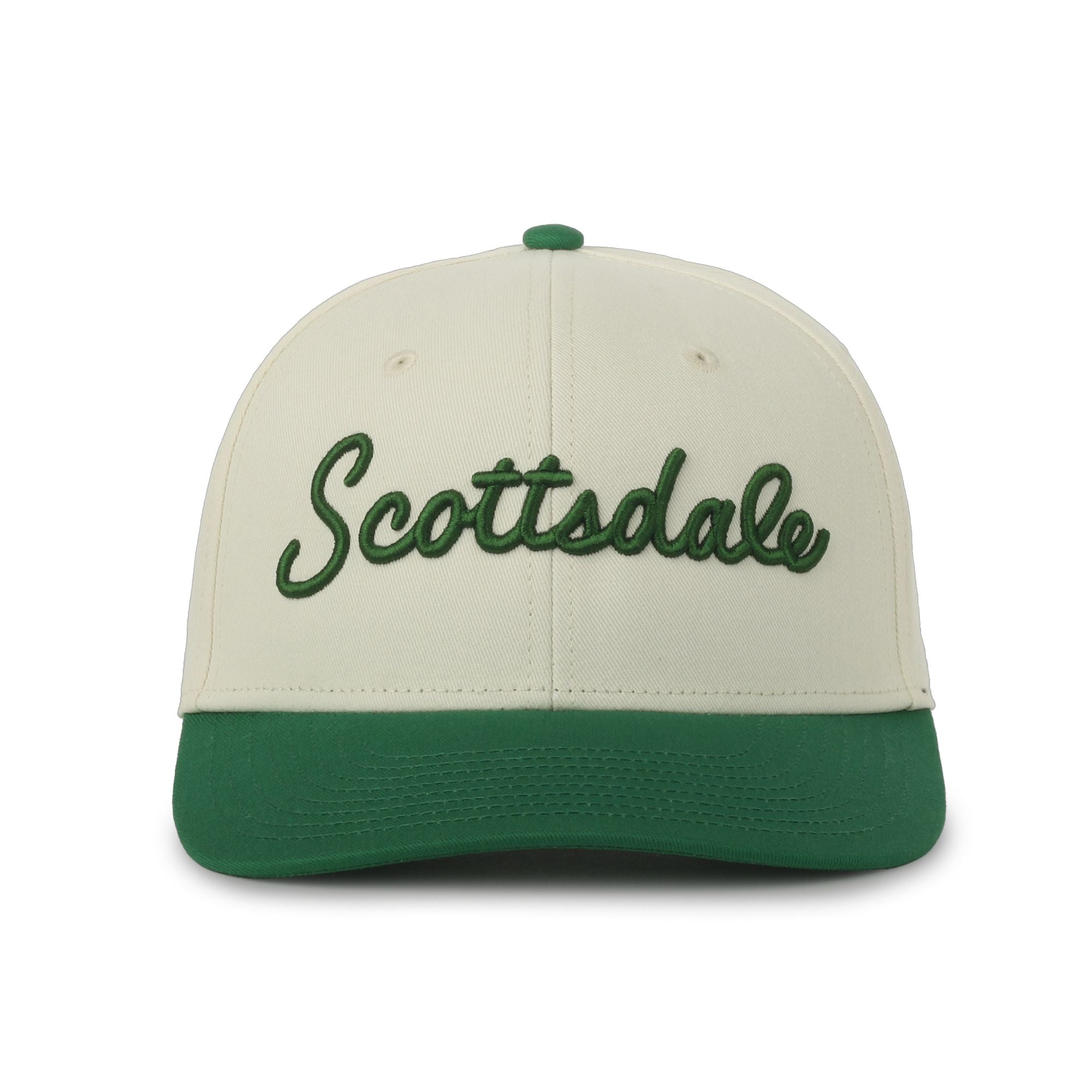 Scottsdale Khaki Golf Hat with Green Letters