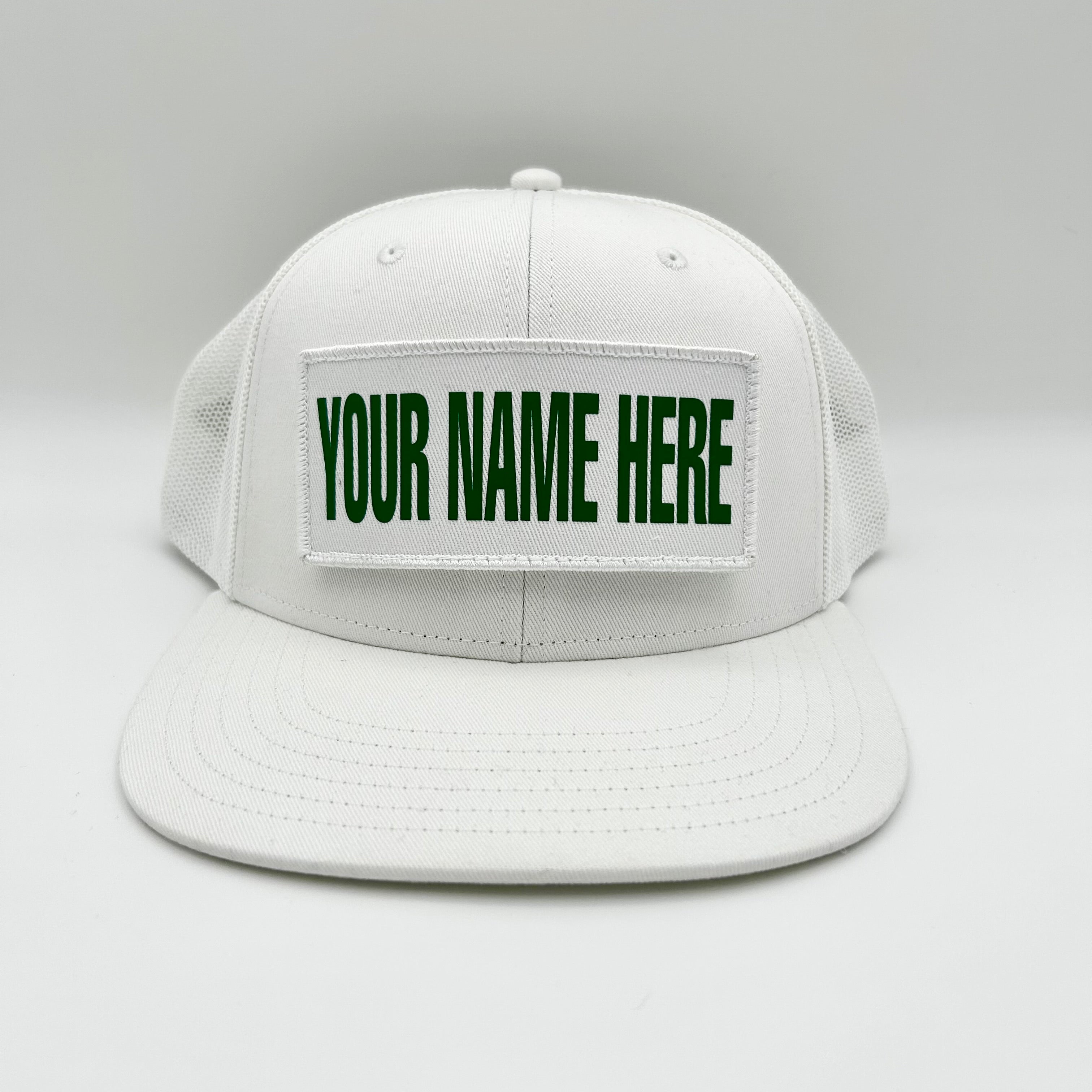 Custom Patch White Hat With Mesh Trucker Back
