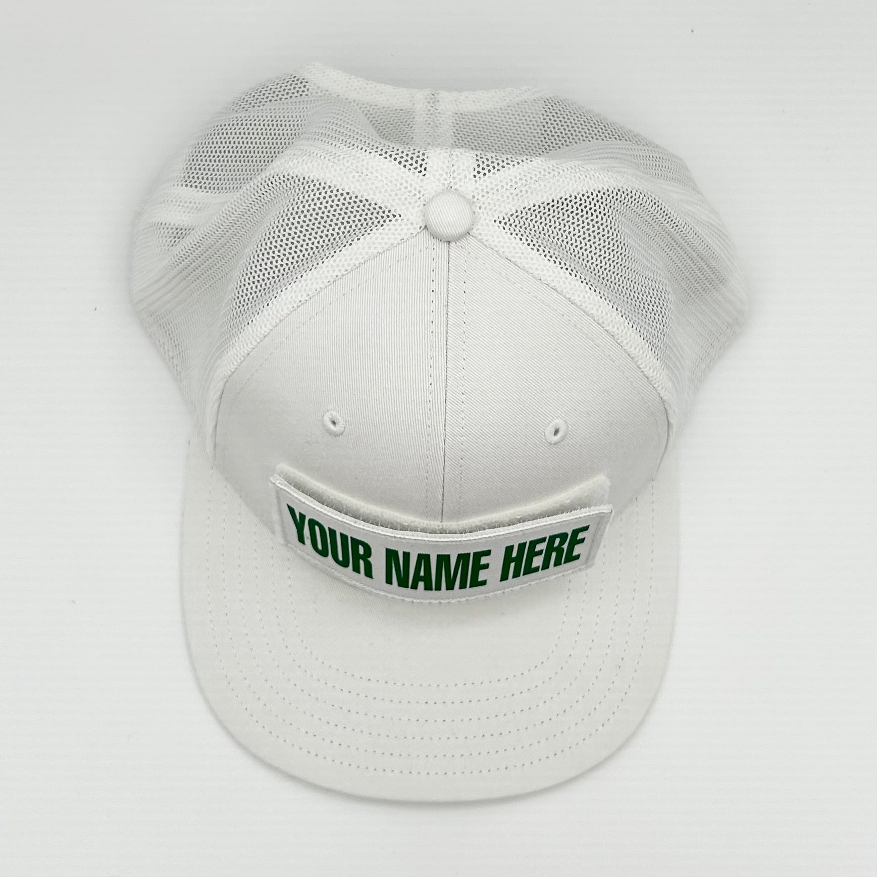 Custom Patch White Hat With Mesh Trucker Back