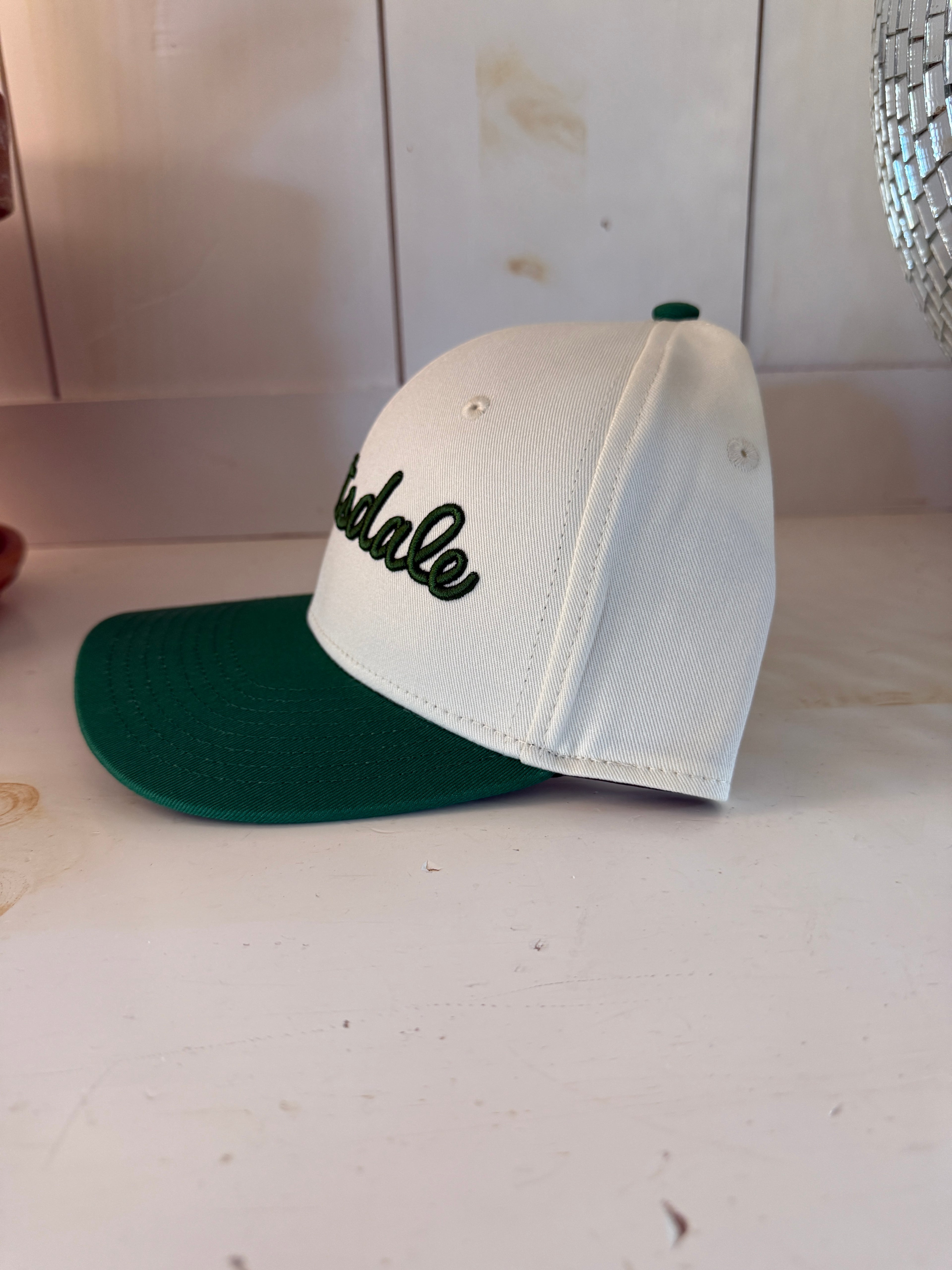 Scottsdale Khaki Golf Hat with Green Letters