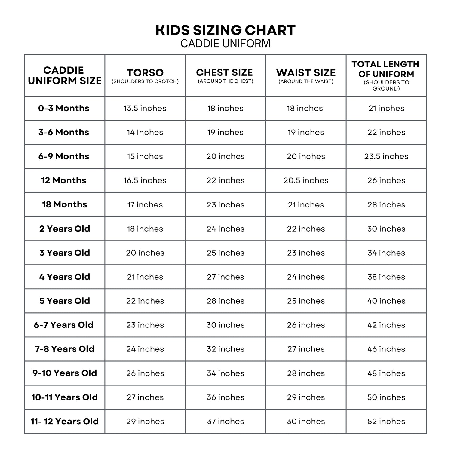 Kids Custom Caddie Uniform With Name, Number and Logo