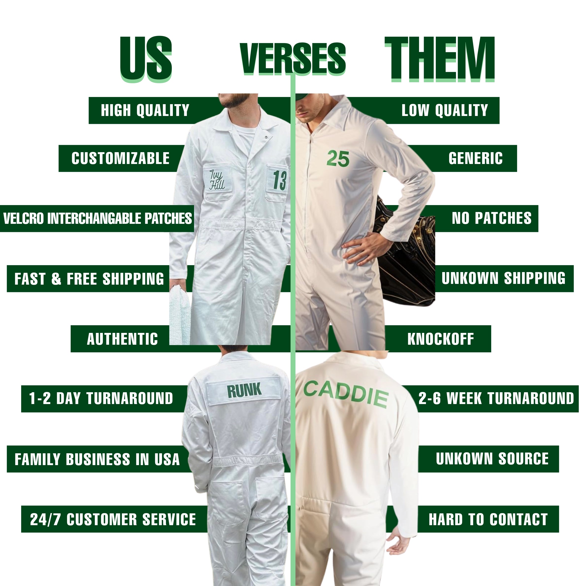 Adult Custom Caddie Uniform With Name, Number and Logo