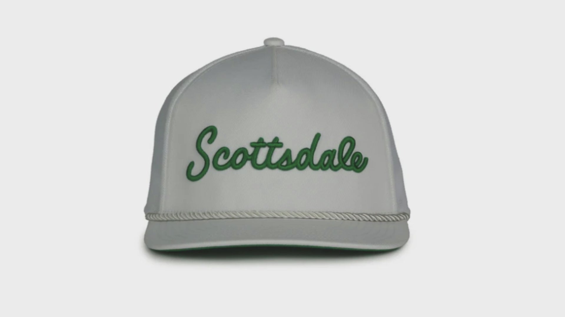 Scottsdale White Golf Hat with Green Letters