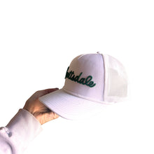 Load image into Gallery viewer, Scottsdale White Golf Hat with Green Letters
