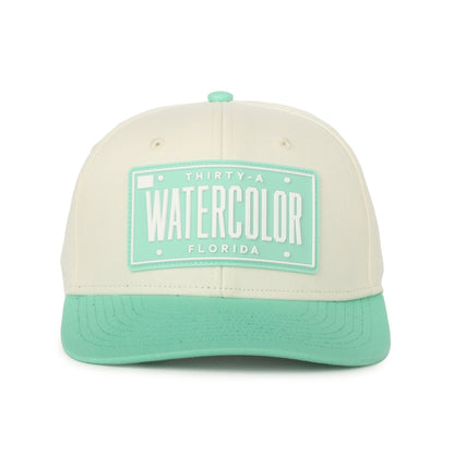 30A Watercolor Beach Mint/Cream License Plate Hat