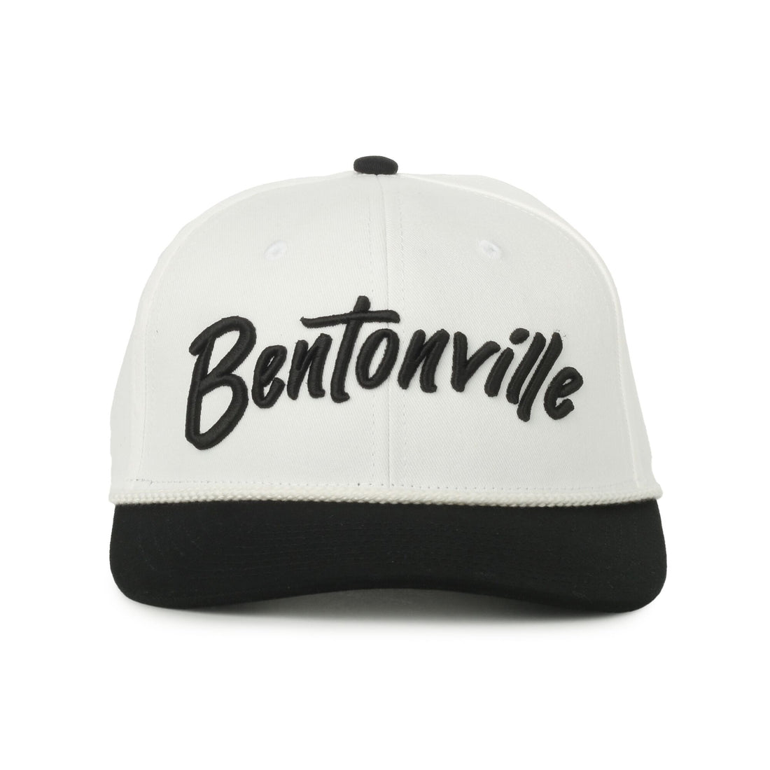 Bentonville Arkansas Black/Cream Rope Script Hat