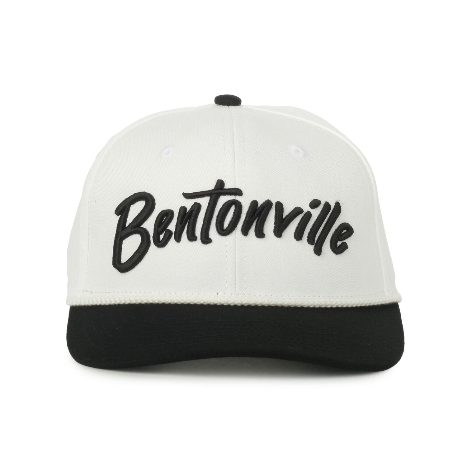 Bentonville Arkansas Black/Cream Rope Script Hat