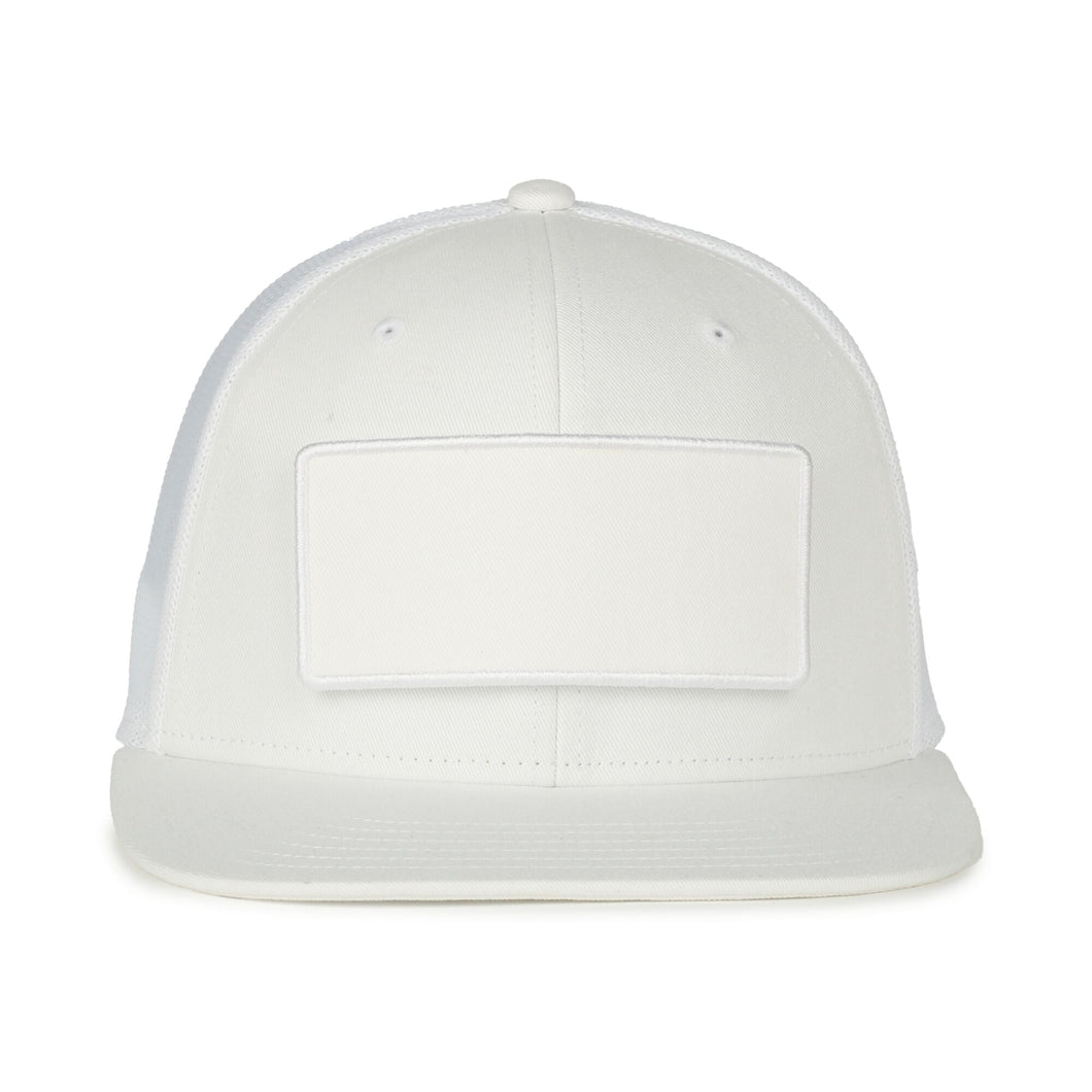 Custom Patch White Hat With Mesh Trucker Back