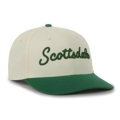 Scottsdale Khaki Golf Hat with Green Letters
