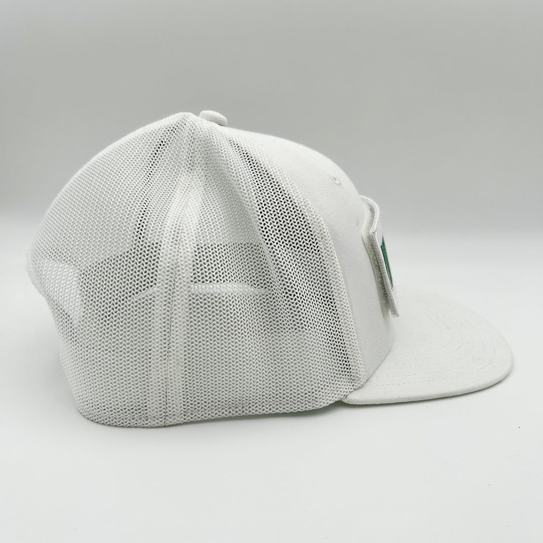 Custom Patch White Hat With Mesh Trucker Back