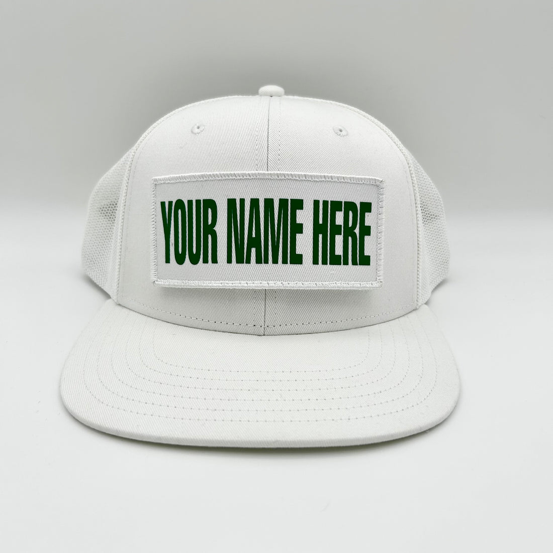 Custom Patch White Hat With Mesh Trucker Back