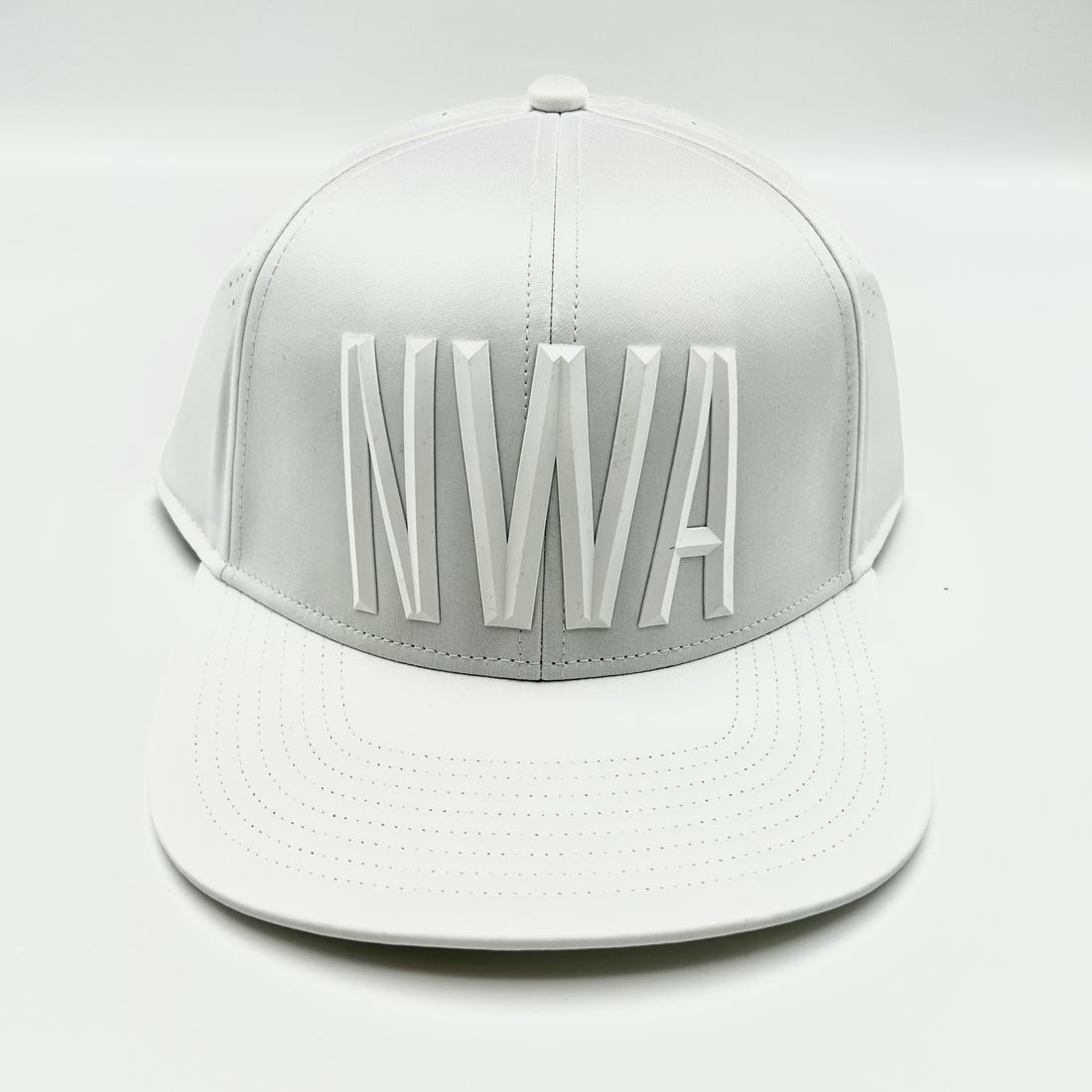 NWA 3D Puff White Snapback Hat