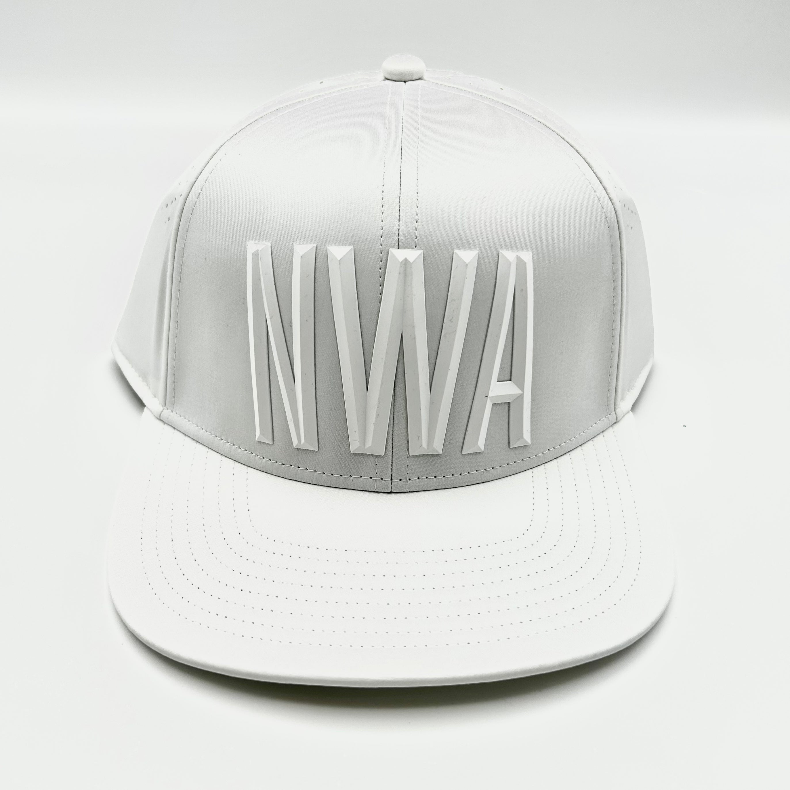 NWA 3D Puff White Snapback Hat