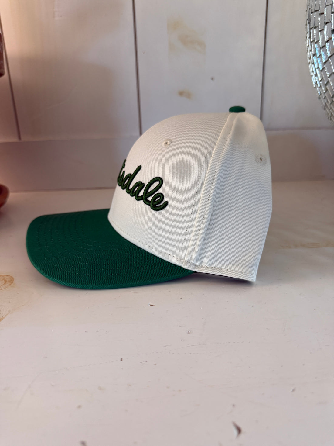 Scottsdale Khaki Golf Hat with Green Letters