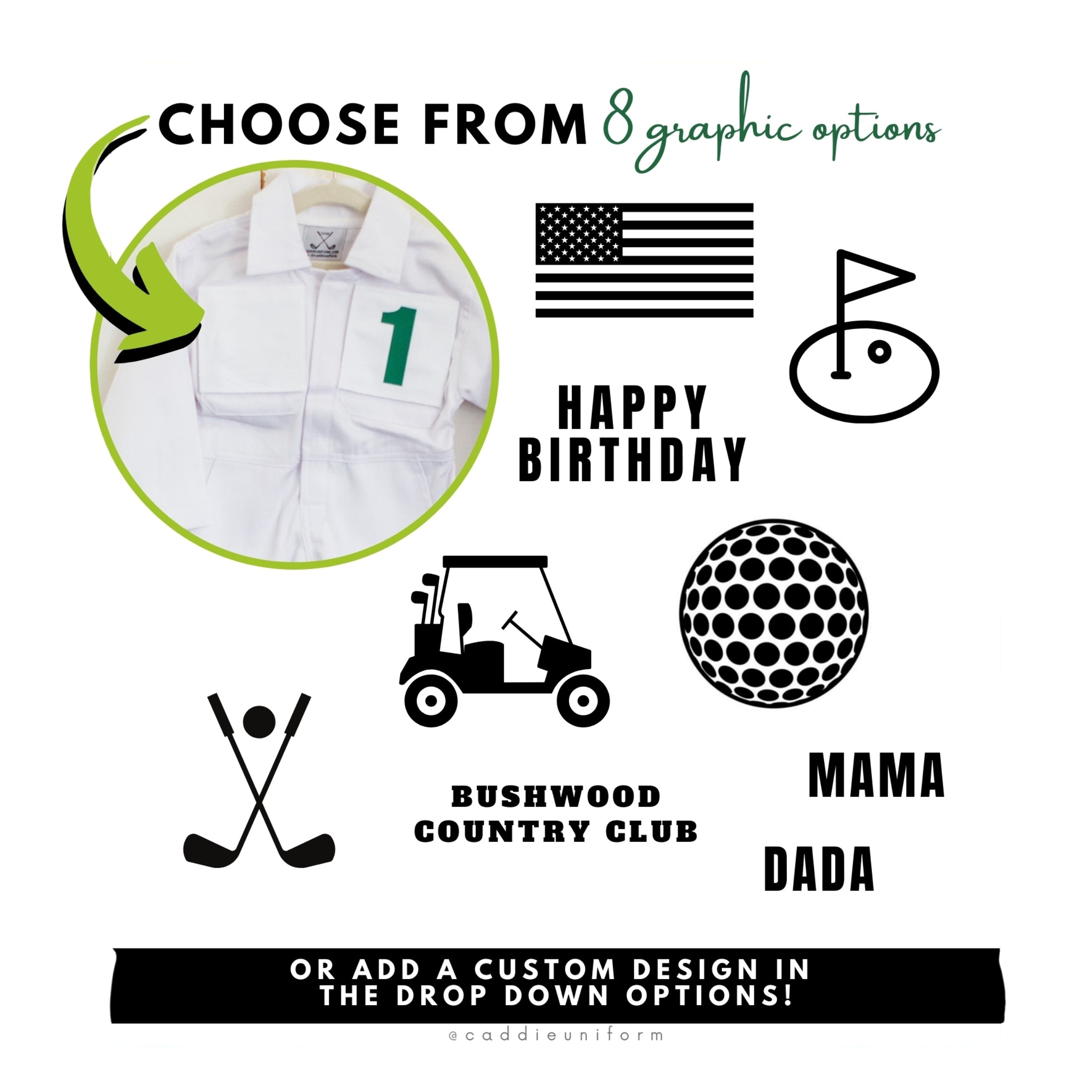 Kids Custom Caddie Uniform With Name, Number and Logo