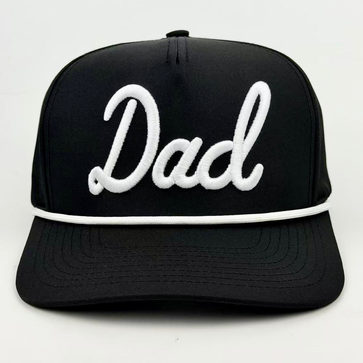 Dad Embroidered Black Snapback Rope Hat