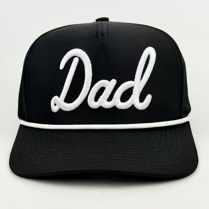 Dad Embroidered Black Snapback Rope Hat