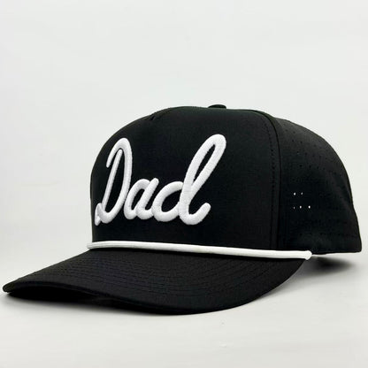 Dad Embroidered Black Snapback Rope Hat