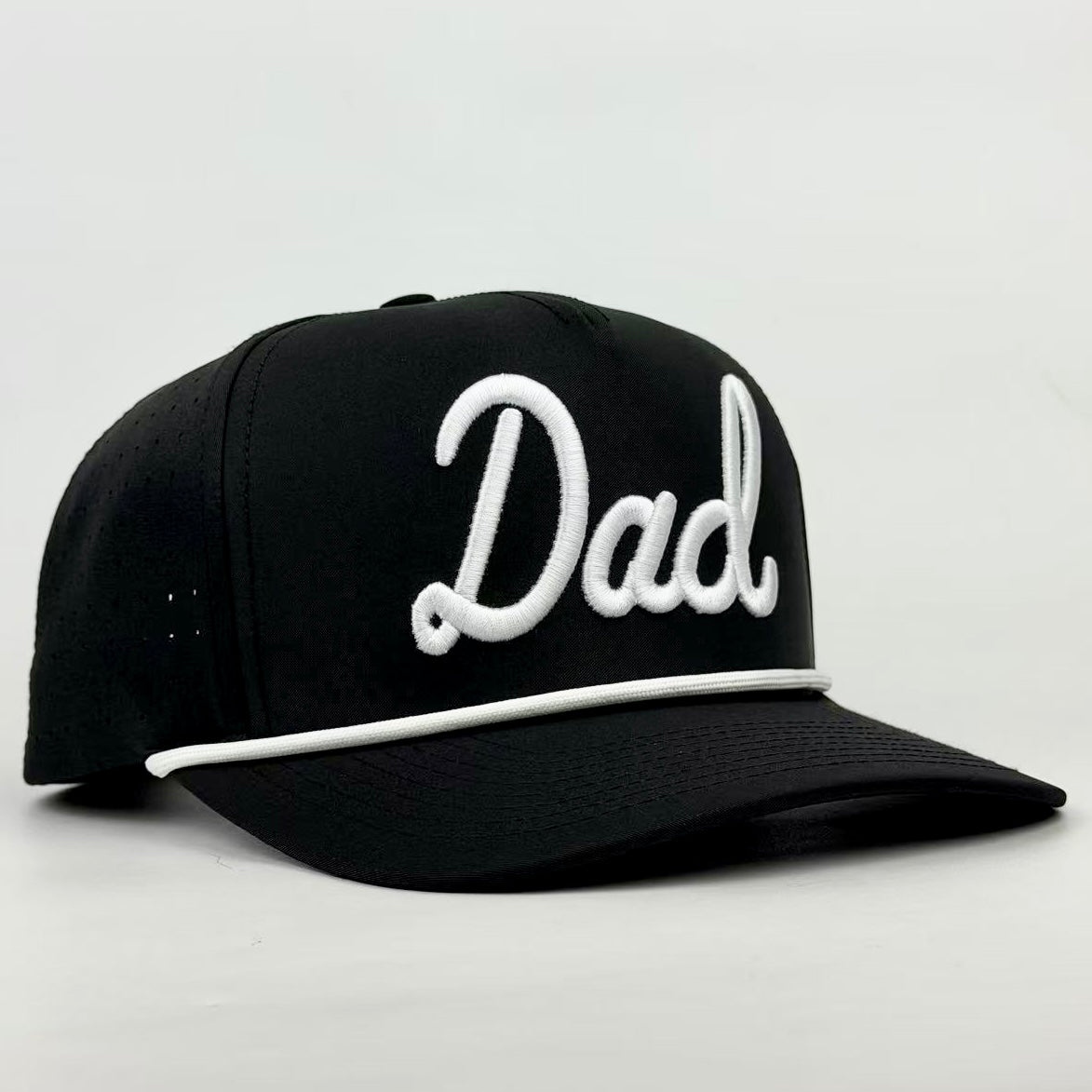 Dad Embroidered Black Snapback Rope Hat